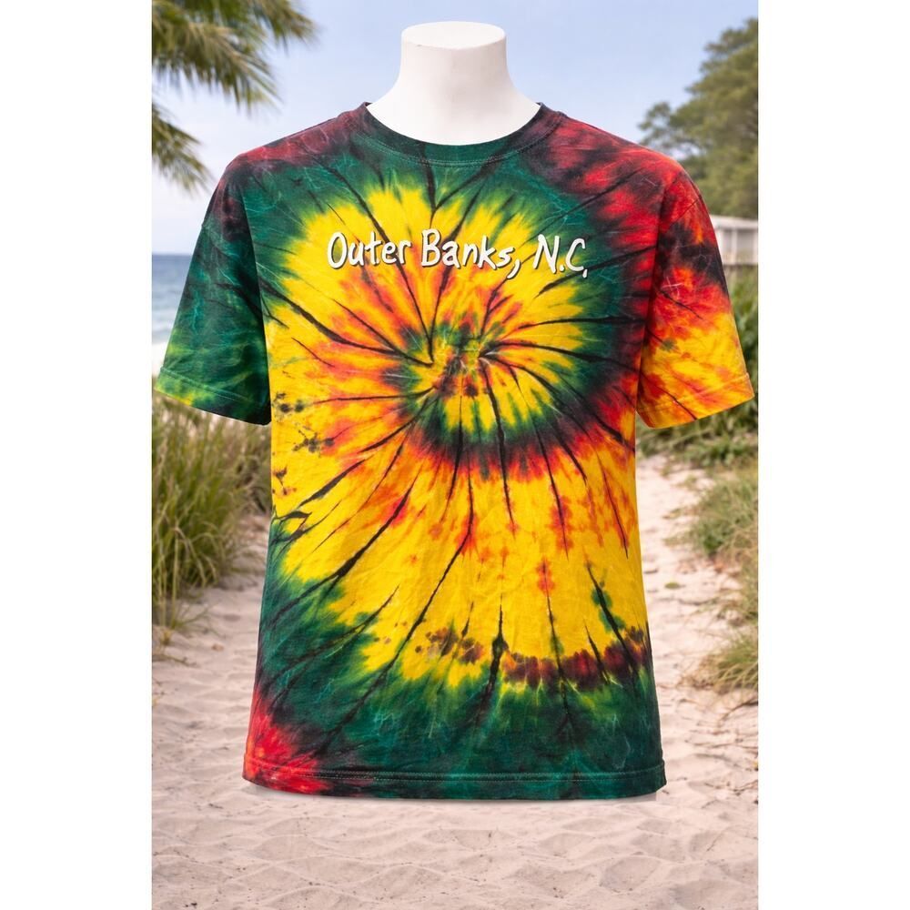 Outer Banks NC Rasta Tie-Dye Tee Shirt XL